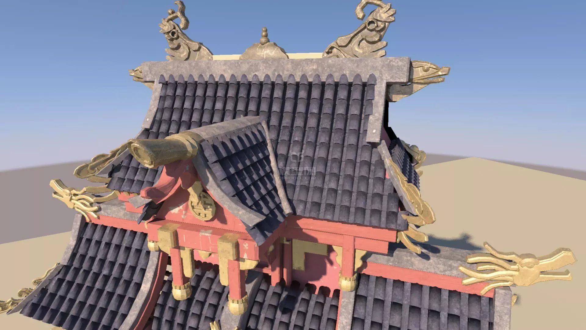 中国古代建筑模型 大门模型-古代场景模型库-Maya(.ma/.mb)模型下载-cg模型网