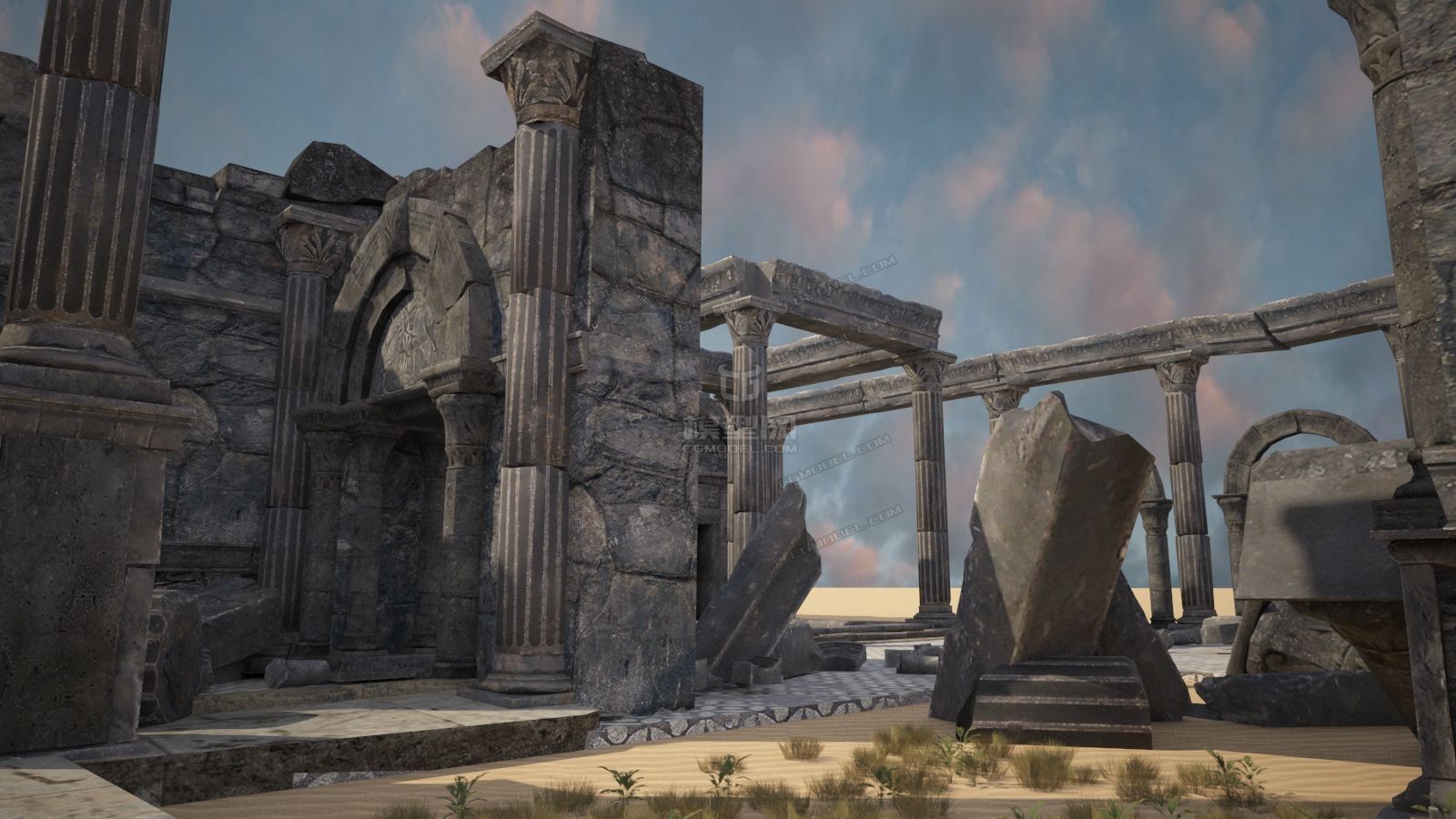 破旧的建筑圣城遗迹3d模型的渲染材质灯光_zhsjlclzhwq作品_场景古代