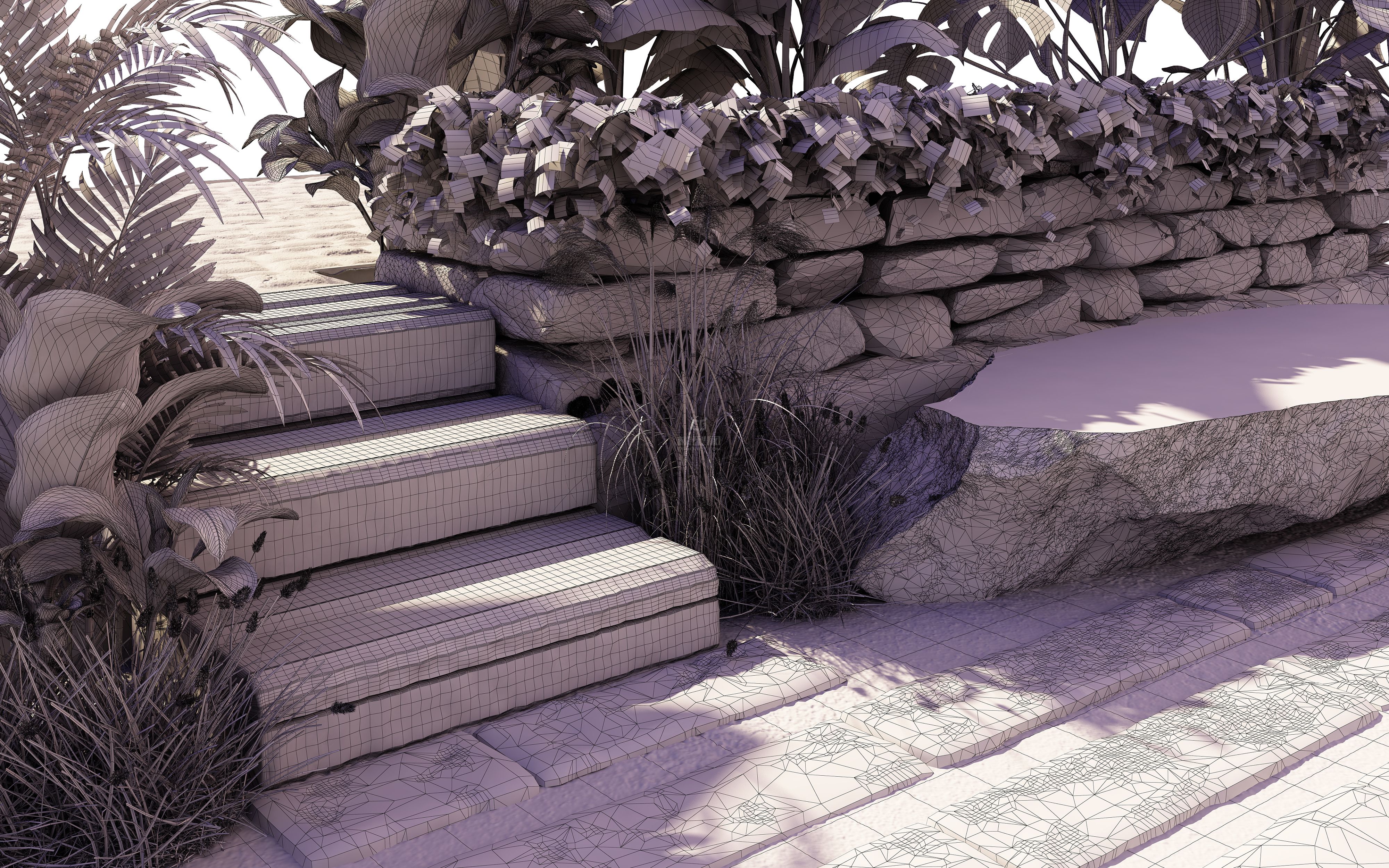 庭院局部_小白狗嘎嘎作品_场景自然场景_cg模型网