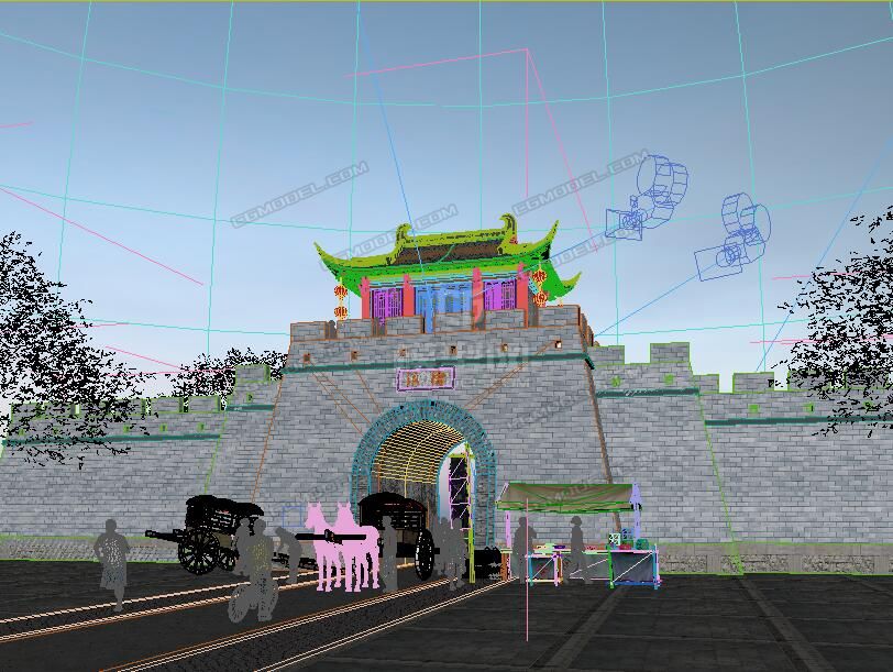 城门楼模型 城墙模型-古代场景模型库-3ds Max(.max)模型下载-cg模型网