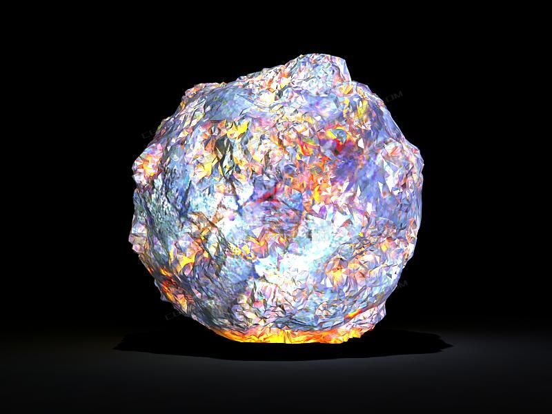 陨石,太空石头,坚固的圆形碎石,滚石火红石头,含材质贴图