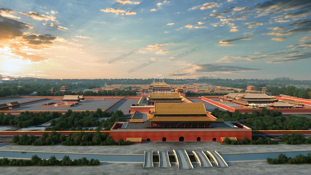 鸟瞰故宫全景 写实鸟瞰穿云层看大殿 古建筑 宫殿 皇宫 故宫大鸟瞰到