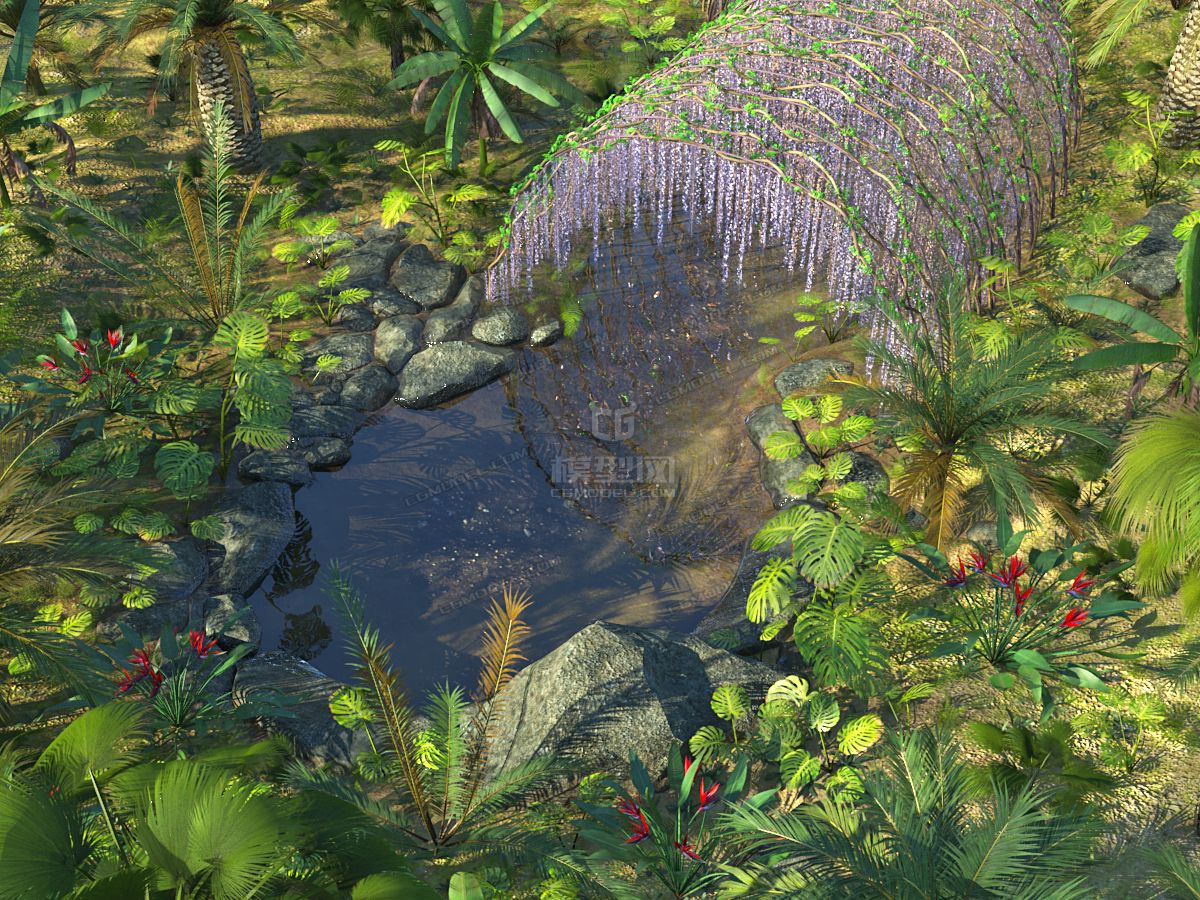 影视级的热带雨林植物cg场景,树木,花草,河流,亚热带,森林,丛林,雨林