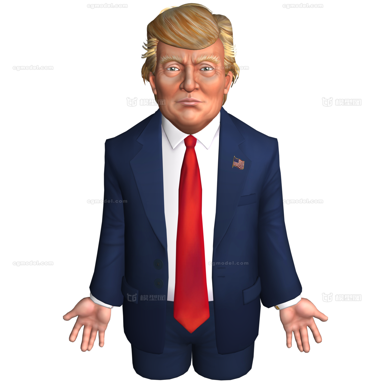川普半身模型带36个表情体_xiaoaa作品_人物男人_cg模型网