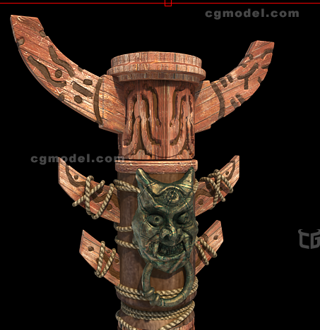 图腾雕塑面具祭祀柱子