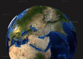 世界地球3d模型 地球3d海拔地形模型-自然场景模型库-3ds Max(.max)模型下载-cg模型网