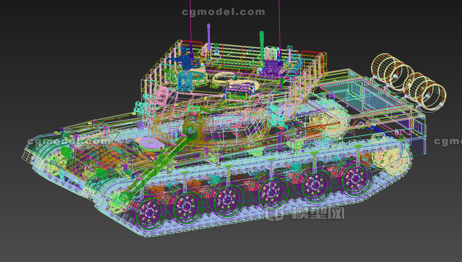 中国陆军99A主战坦克 ZTZ-99A模型-装甲车／坦克模型库-3ds Max(.max)模型下载-cg模型网