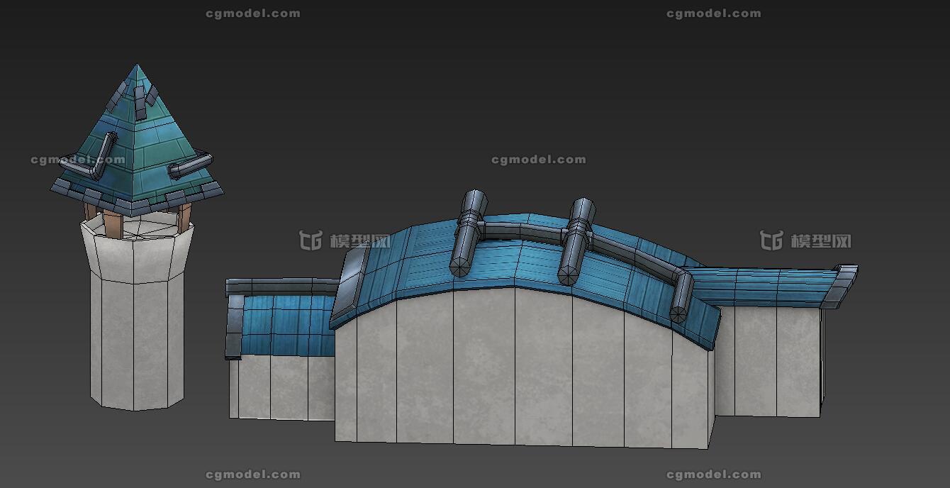 场景,房子,建筑,游戏场景,塔布线,uv都很规整 贴图格式psd方便拿去