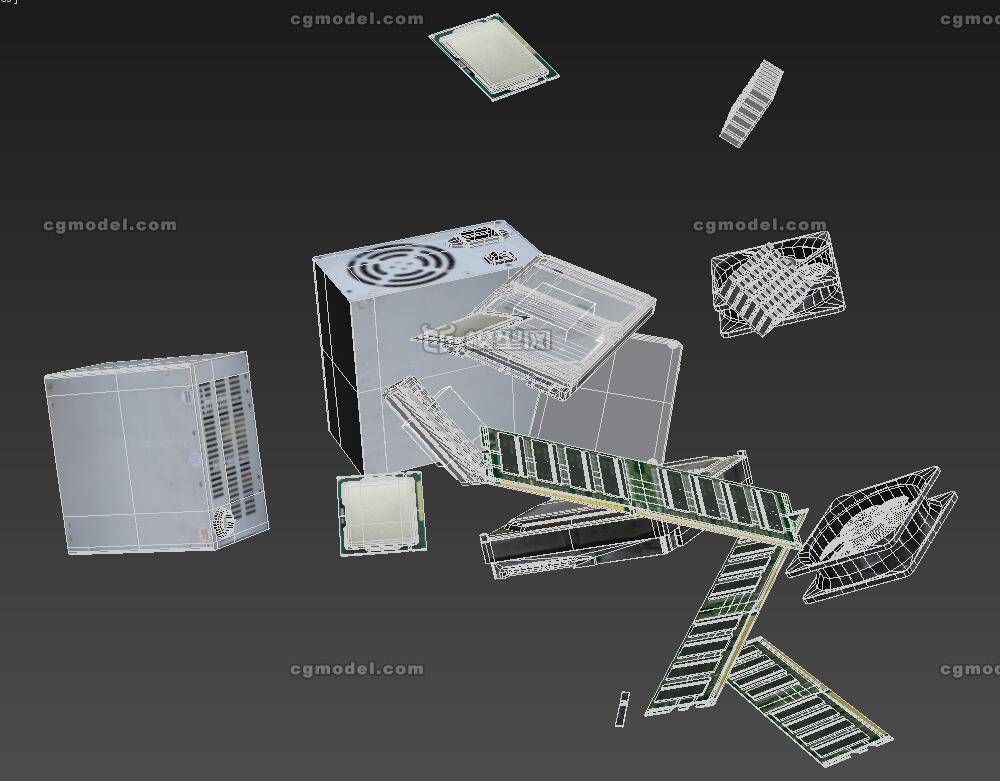 电脑组件合集 CPU模型-生活电器模型库-FBX(.fbx)模型下载-cg模型网