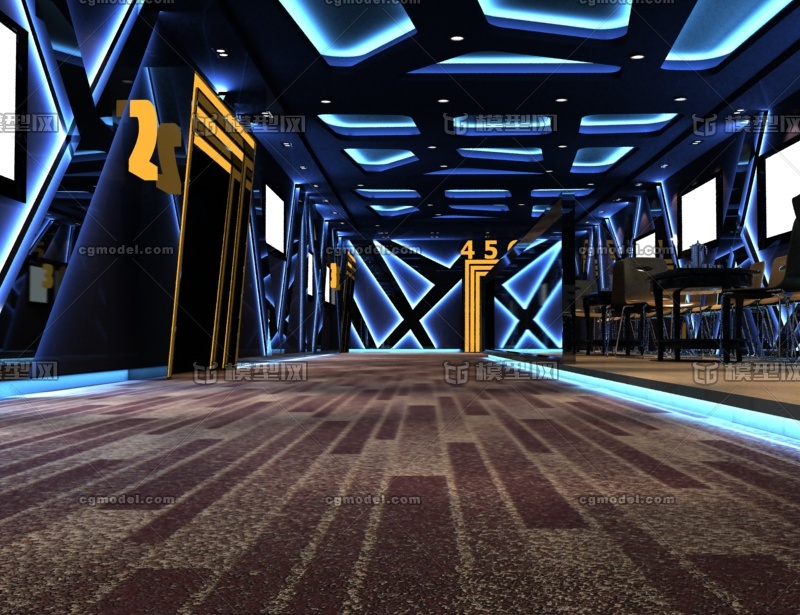 极具科技感的影院过道 电影院通道