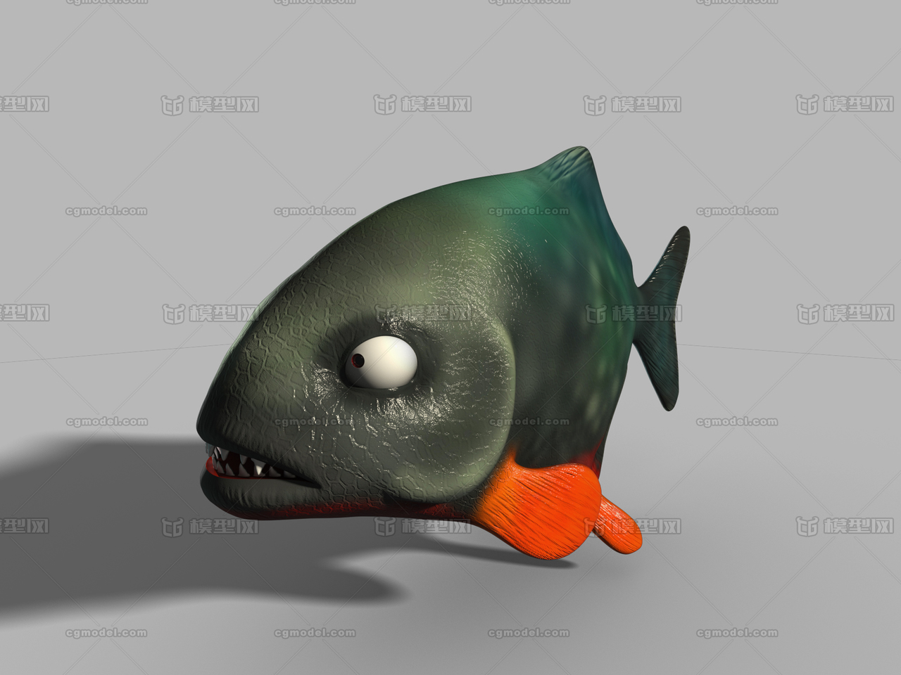 食人魚,卡通食人魚模型,帶綁定(模型買3_『cg-render』作品_動物魚類_