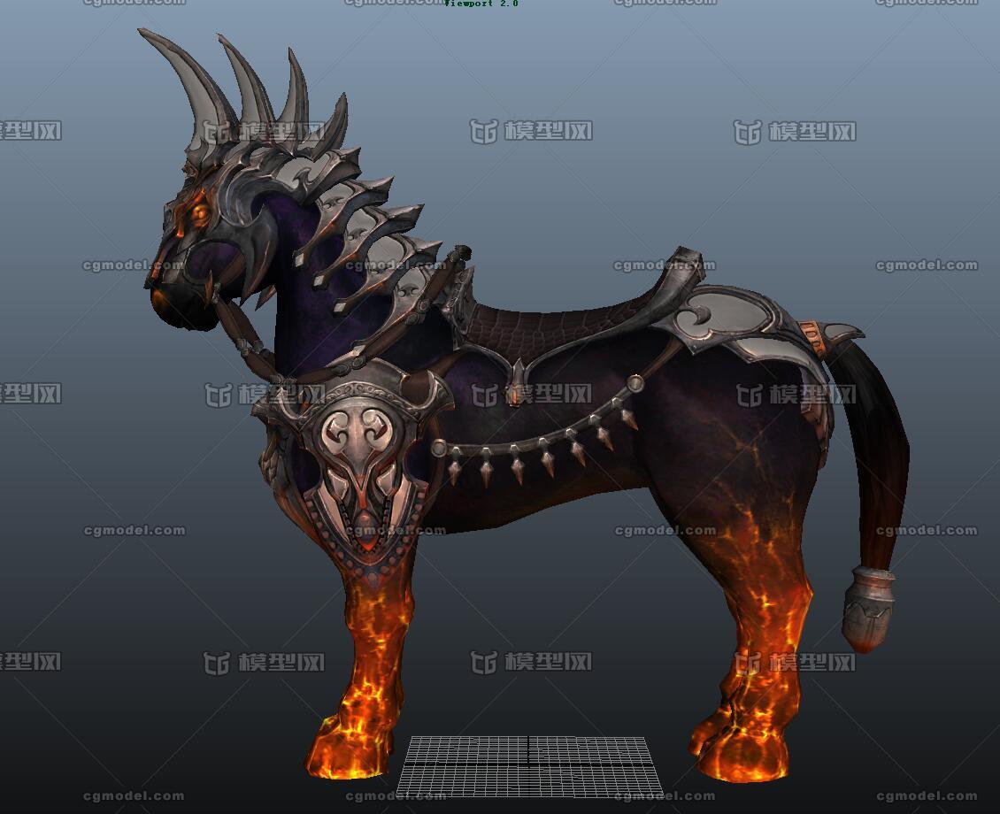 火焰马 坐骑战马 麒麟马 max mb obj fbx 四种格式