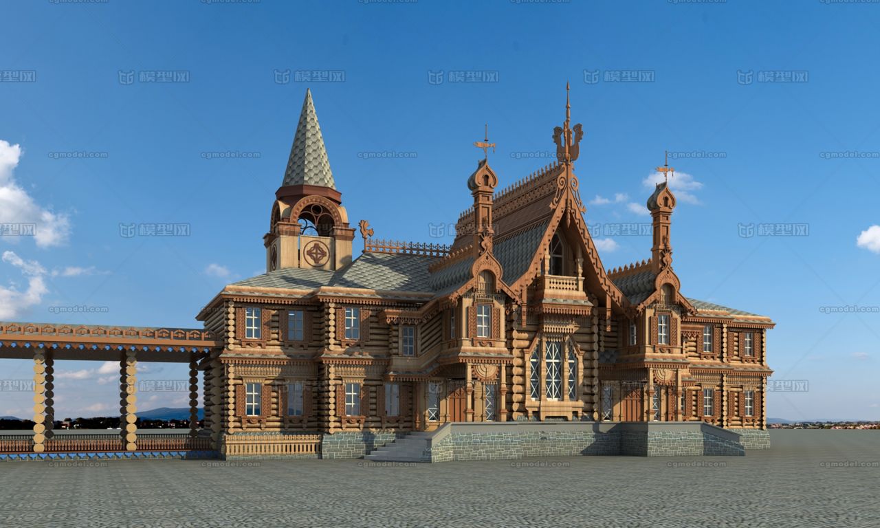 俄式别墅 欧式别墅 会所_guruisi作品_建筑私人住宅_cg模型网