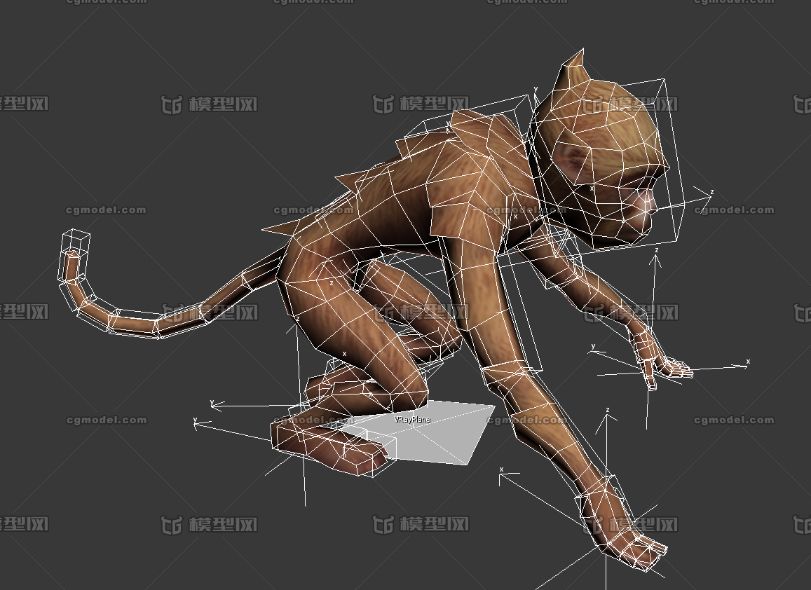 卡通q版猴子小猴monkey猕猴绑定骨骼有走和跑动作