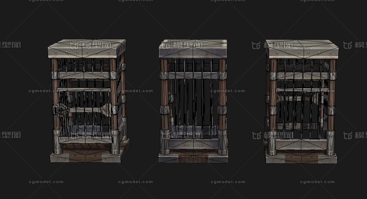 低模上锁铁笼 牢笼模型-场景部件模型库-3ds Max(.max)模型下载-cg模型网