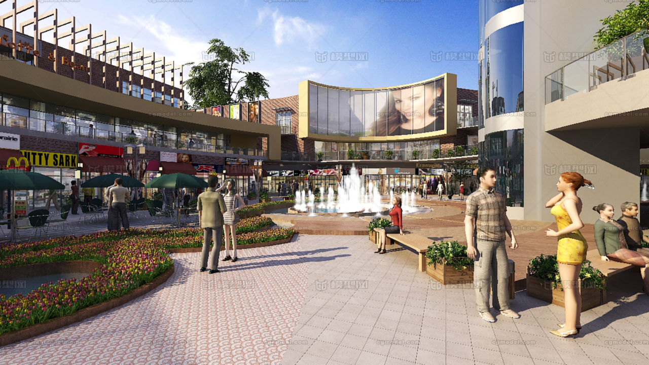 商业广场. 商业底商.动画镜头