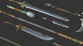 古代兵器刀枪剑笔匕首镰刀奇门兵器匕首棍棒模型-冷兵器模型库-FBX(.fbx)模型下载-cg模型网