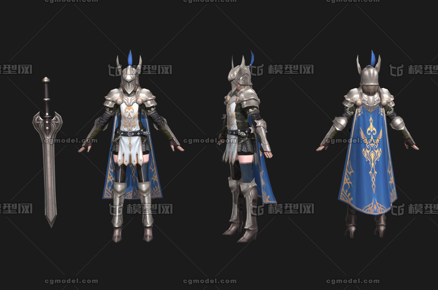 欧洲中世纪女骑士 皇家骑士团 十字军 贵族军官圣骑士 圣殿骑士 铠甲剑盾步兵战士肉盾甲 大剑巨剑 Cg模型网 Cgmodel 三维设计师交流互动平台 专注多品类3d模型下载 原创作品分享 软件学习