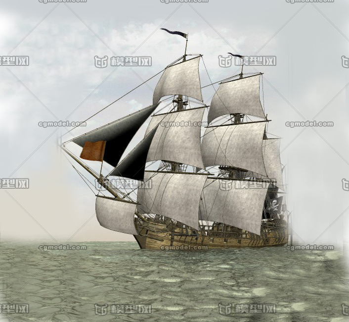 影视级别船之3 精细的古代海盗船 帆船 商船 战船 带完整内部结构 古代船 仿古船 船艇 Alai628 Cg模型网