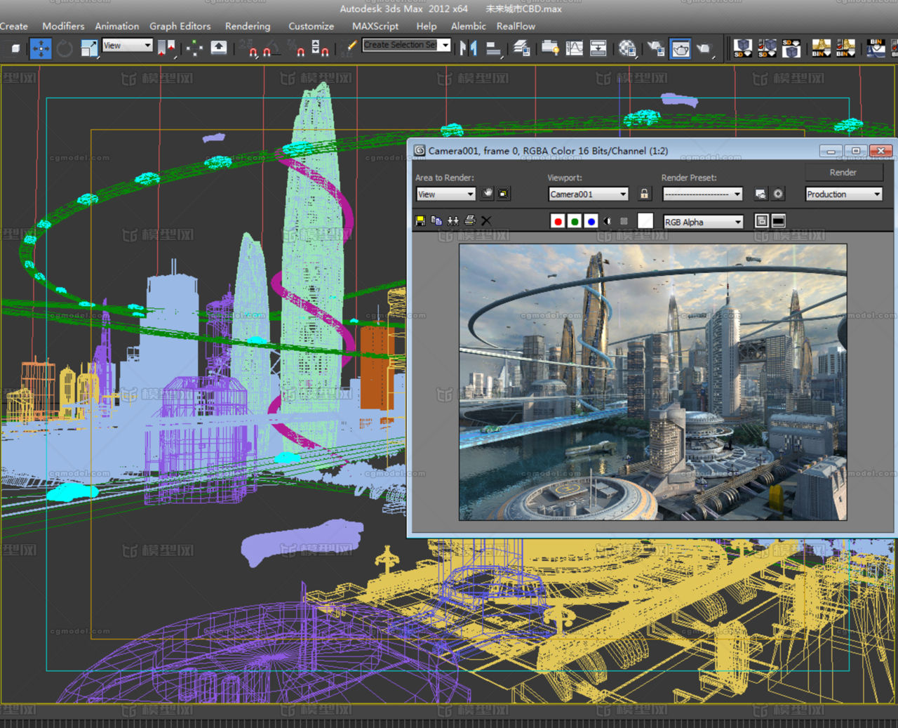 未来建筑 未来科技 数字城市 _渲图作品_场景科幻场景_cg模型网