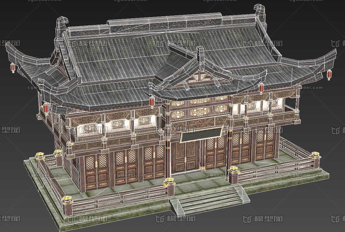 东方古代建筑模型 写实王府官府古宅模型 酒楼古楼3d建筑模型