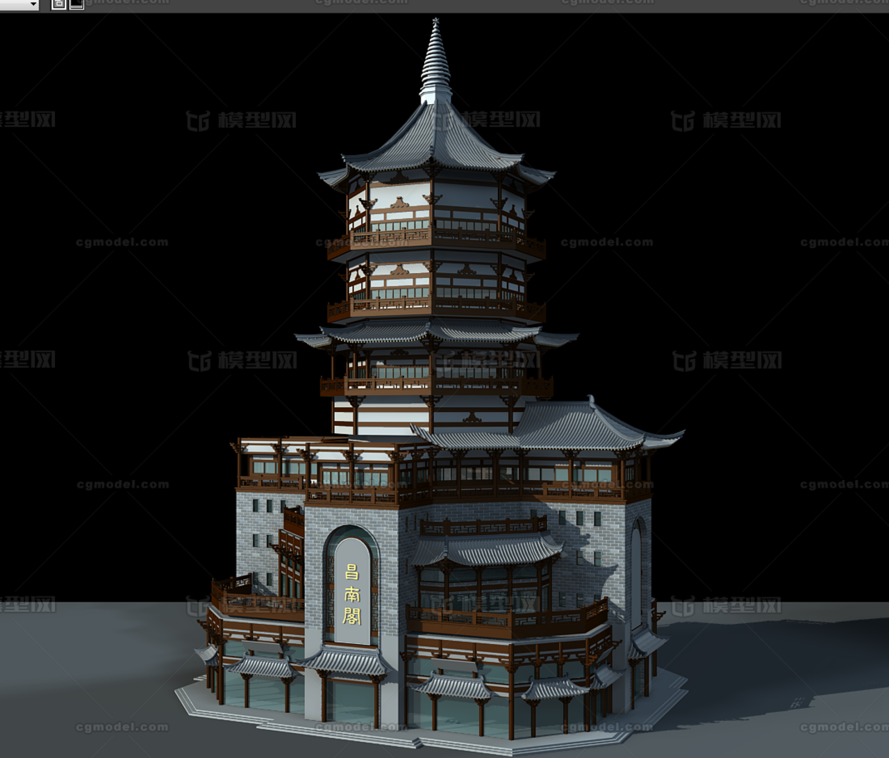 古建名宅仿古酒楼大户人家模型城门明清建 小模型君作品 建筑历史建筑 Cg模型网