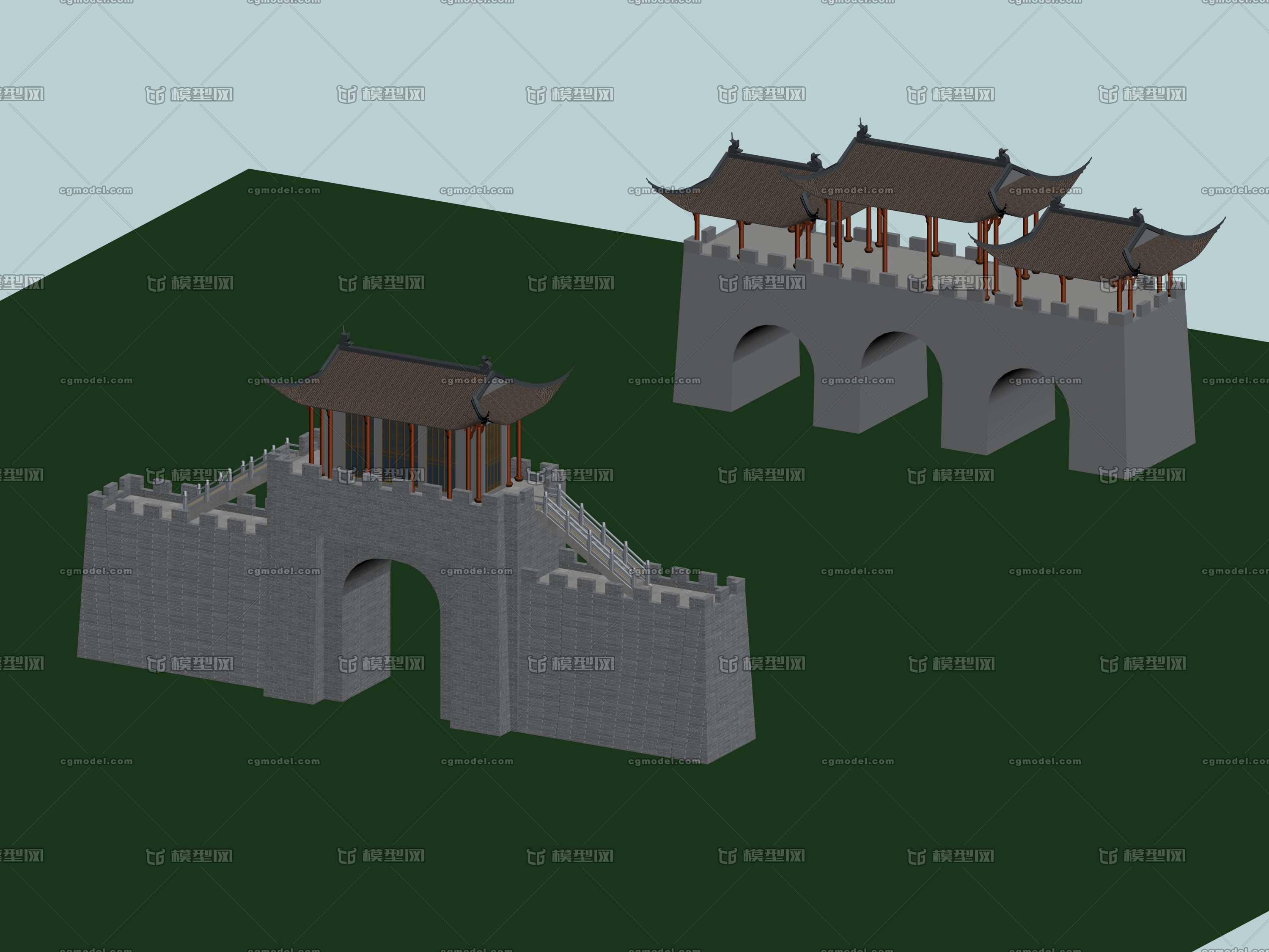 -崇天门 古建大门模型-历史建筑模型库-3ds Max(.max)模型下载-cg模型网