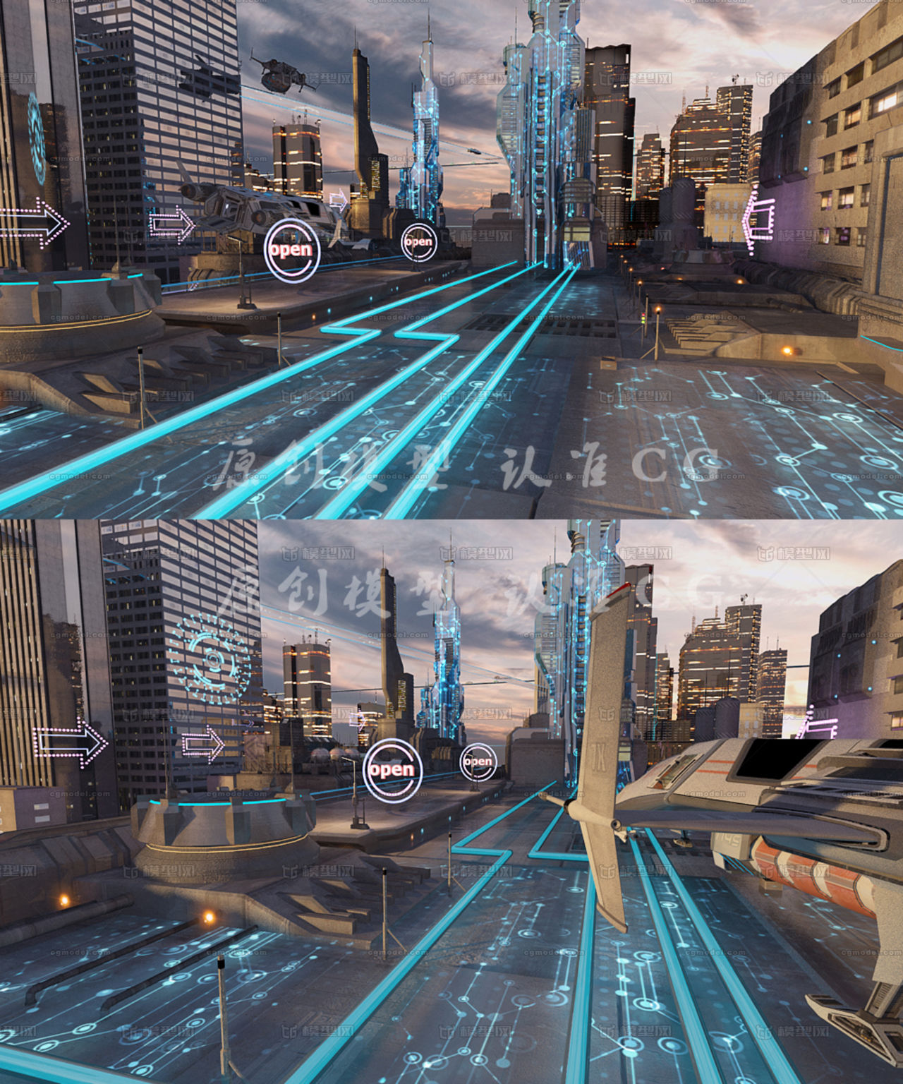 机械城市 黄昏城市 城市 城市鸟瞰 飞船起飞 未来城市 cbd 科幻城市