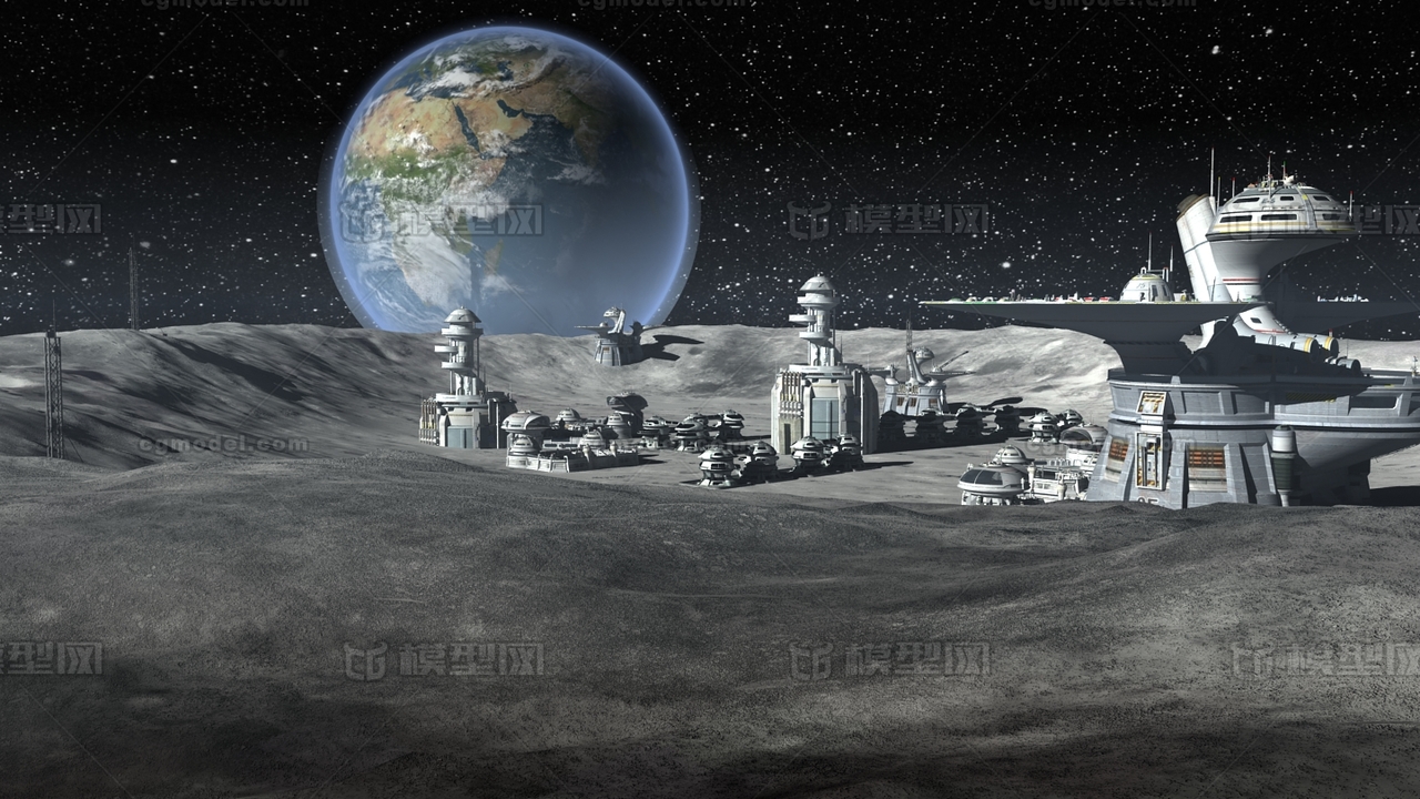 外星基地 月球表面 月球基地 月球空间站 月球探索 陨石坑 探测器