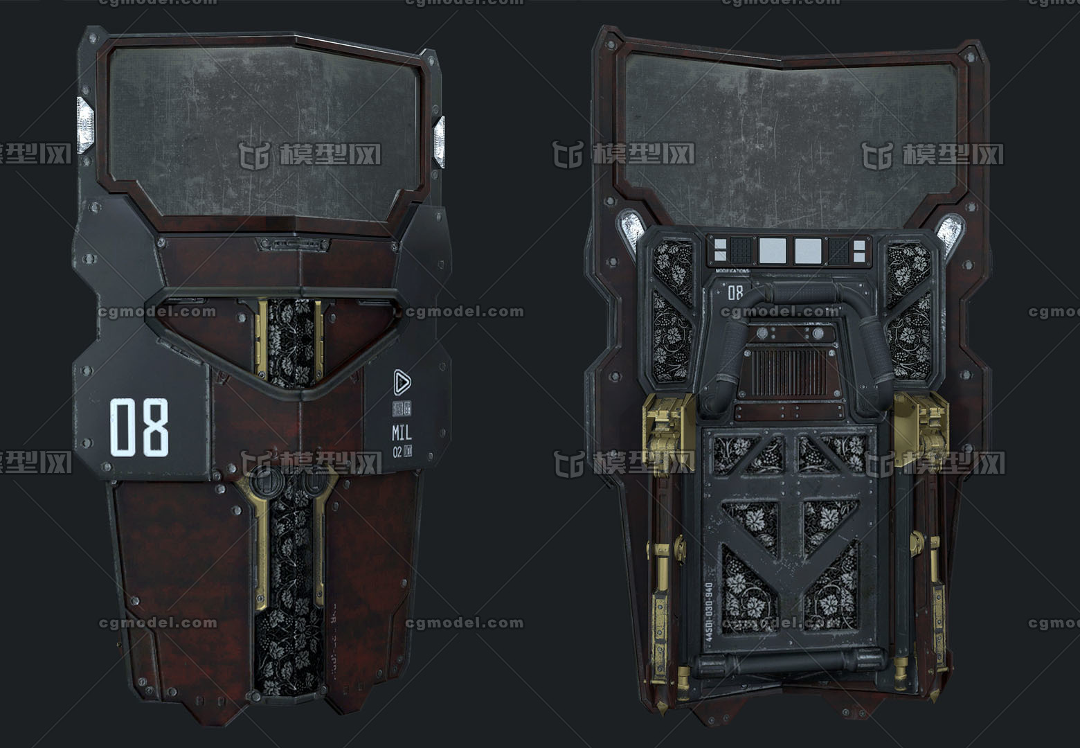 超写实五种风格防暴盾牌 次世代 科幻游戏道具 防护盾 警察防护用具