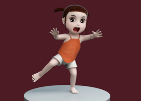 中国风卡通古代肚兜小女孩带绑定