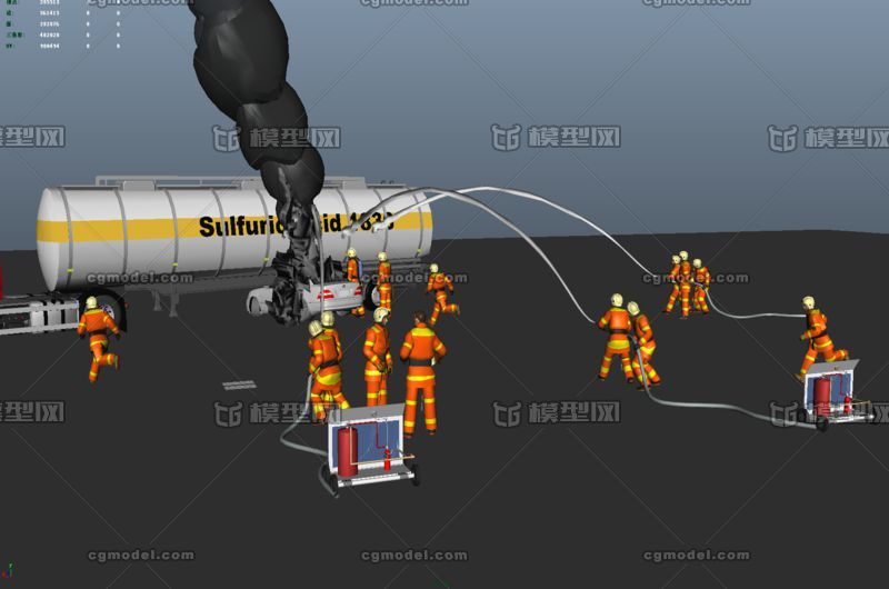 救火员,救火现场,火灾现场,车祸_斌斌有李作品_场景现代场景_cg模型网