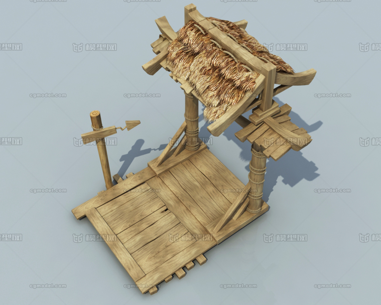 寨门山寨门头农家乐大门入口模型-自然场景模型库-3ds Max(.max)模型下载-cg模型网