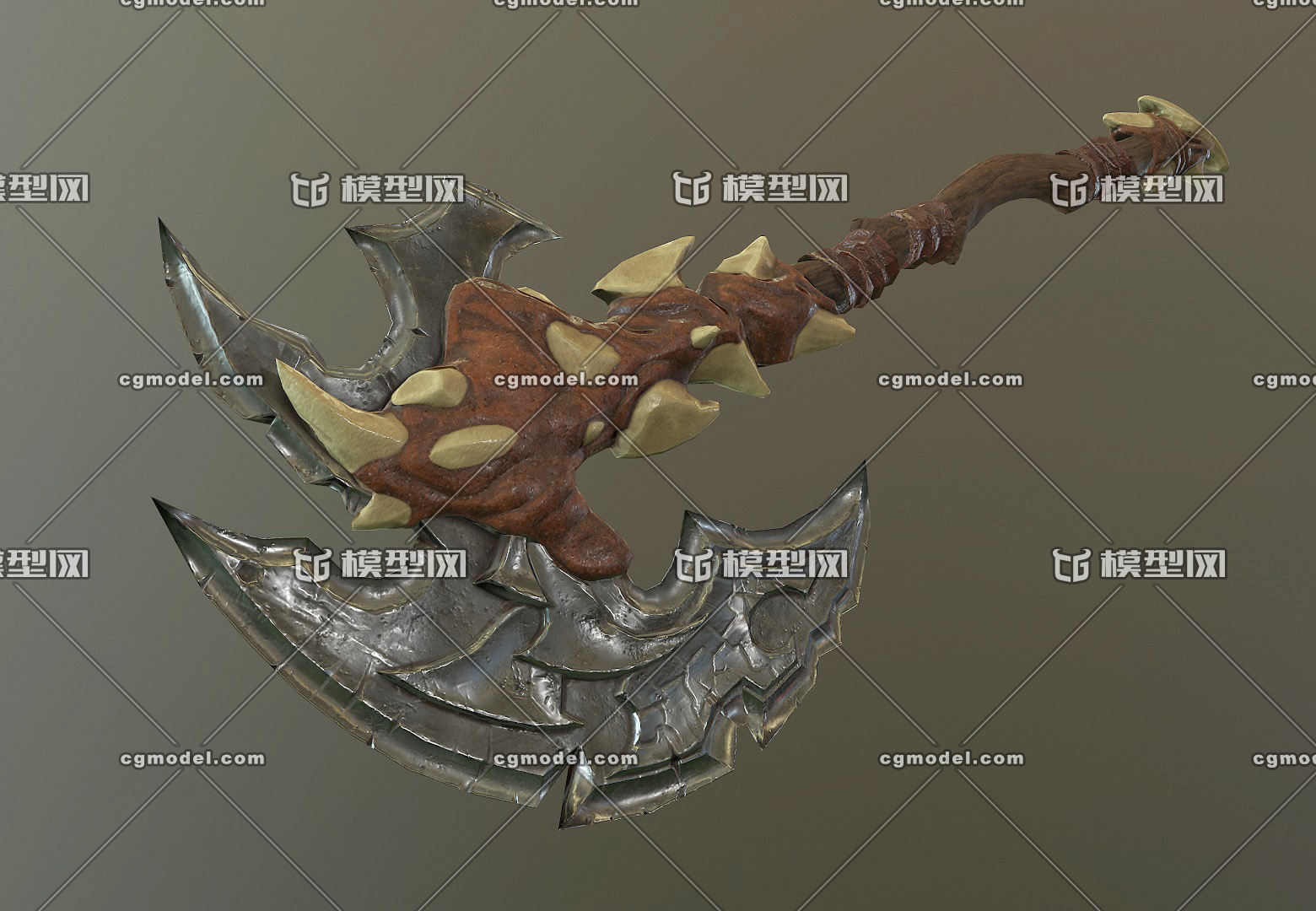 精致 獠牙战斧 魔幻手斧 高质量游戏道具 魔兽冷兵器