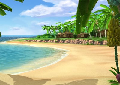 卡通海滩场景海边