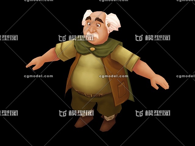 卡通q版人物大叔老人老爷爷秃顶老头老大爷副手管家