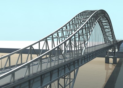 钢结构拱桥 高精桥梁建筑模型3d max 3ds文件 自己建模 vr
