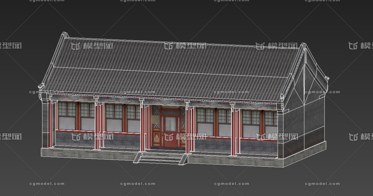 中式建筑 古建 大殿 五开间