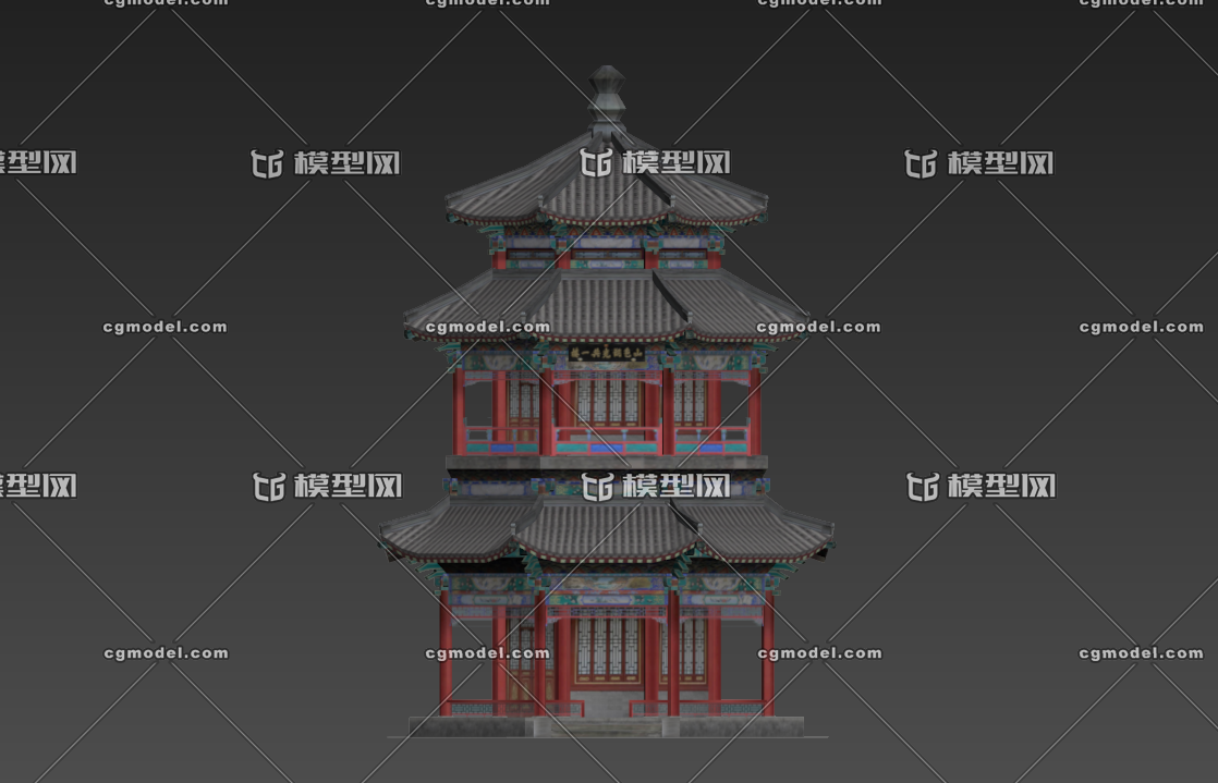 中式古建 宮殿 閣_古代建築模型作品_建築歷史建築_cg模型網