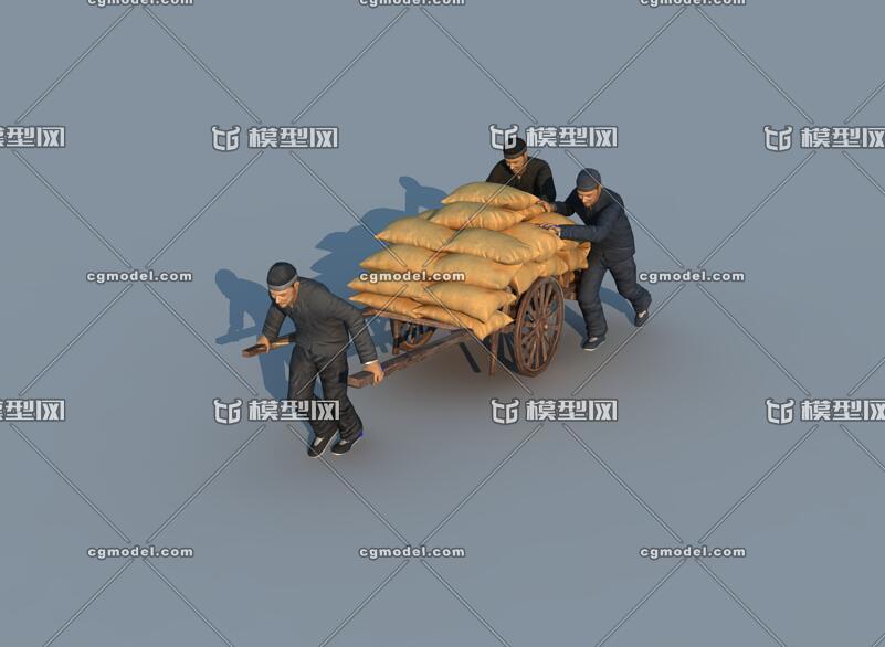 劳动人民 车夫 拉车 民国 有动画