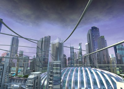 科幻未来城市cbd鸟瞰动画场景,悬浮路,科幻,未来,科技,城市,cbd,建筑