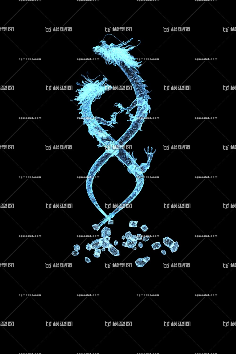 双龙戏水特效带粒子特效