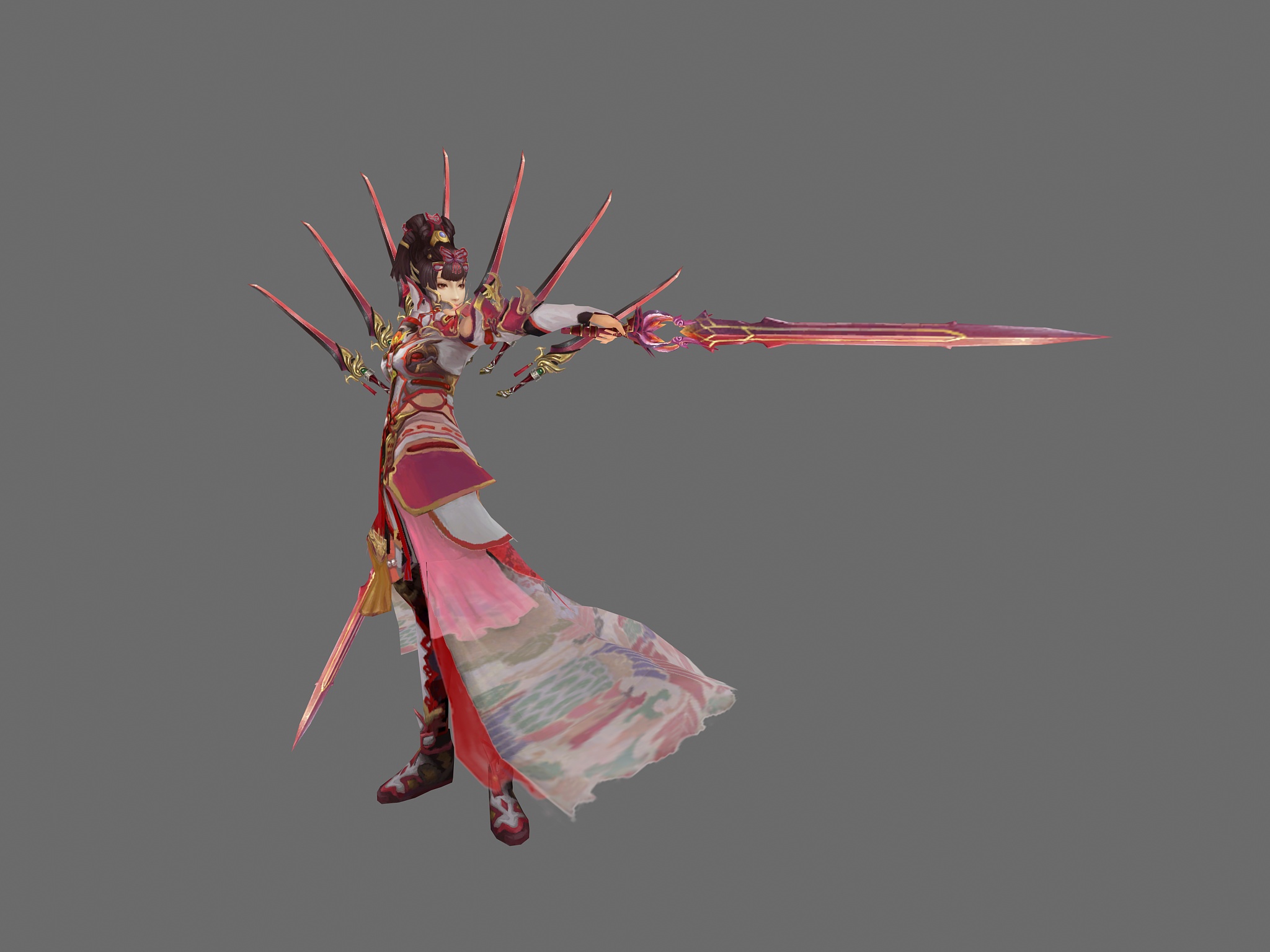 拿剑的粉衣女子