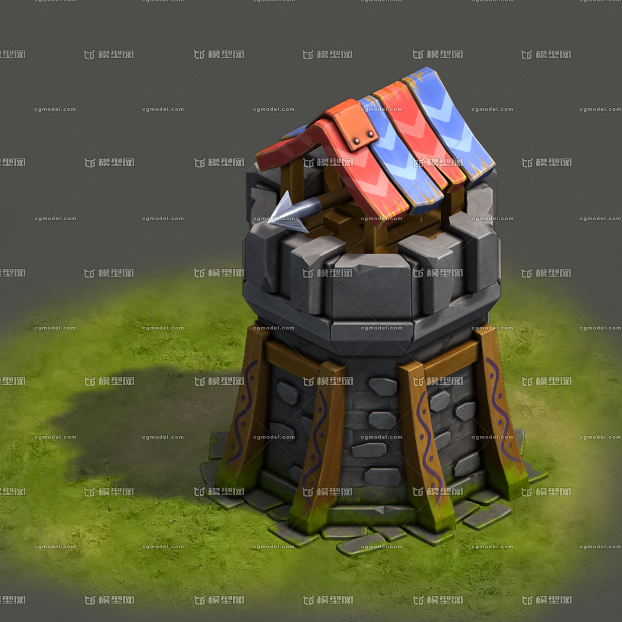 中世纪箭塔防御塔欧美q版coc风格