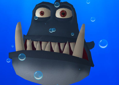 卡通怪兽鱼  怪鱼 獠牙鱼 可爱小怪物 怪兽 精灵 大嘴兽 海中怪物