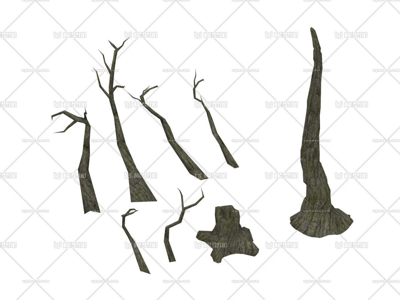 枯树枝 老树 沙漠植物 树干_haimin2017作品_石头植物树木_cg模型网