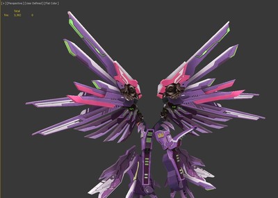 二次元机械羽毛翅膀_miss216love作品_人物机器人/机甲_cg模型网