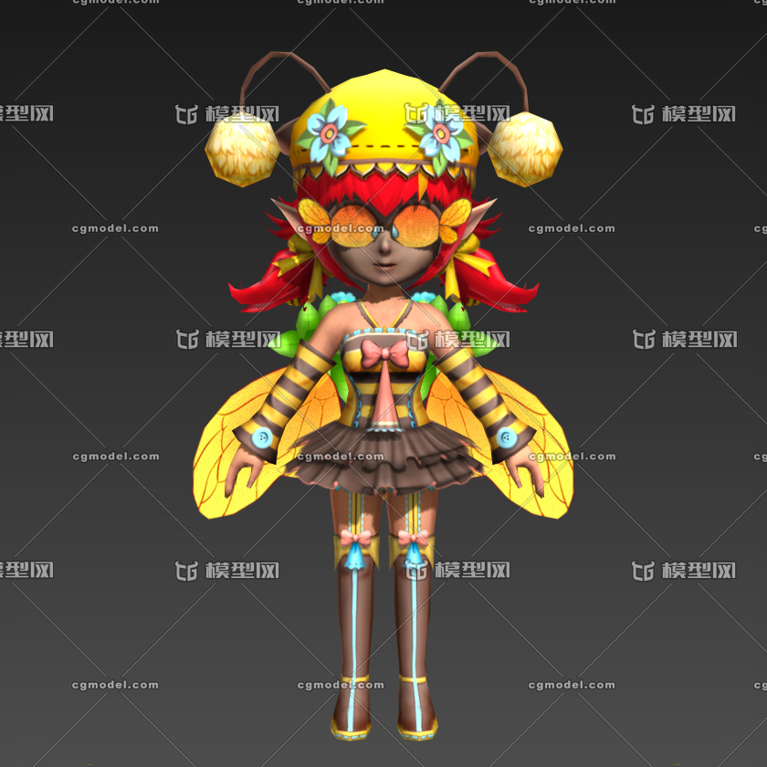 系列人物端游手游模型,蜜蜂女,手绘贴图,您值得拥有.