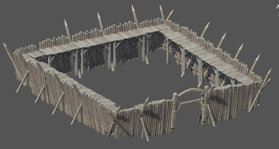 次时代写实古代栅栏护栏寨门模型-古代场景模型库-Unity模型下载-cg模型网