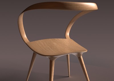 现代木艺曲木靠背椅子